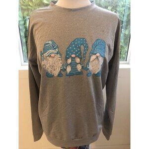 Ladies Gray three Gnome In Winter Sweatshirt.  Size XL